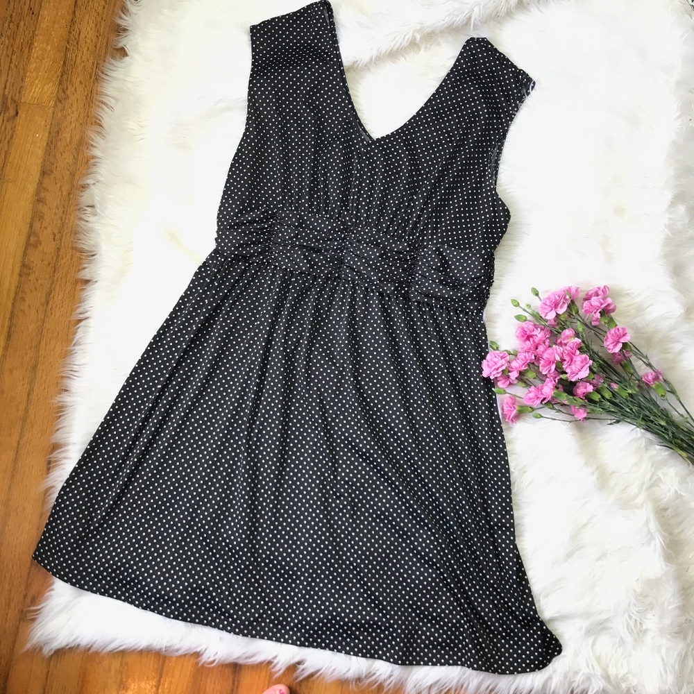 Tessuto Black Polka Dot Sleeveless A-Line Dress 3X